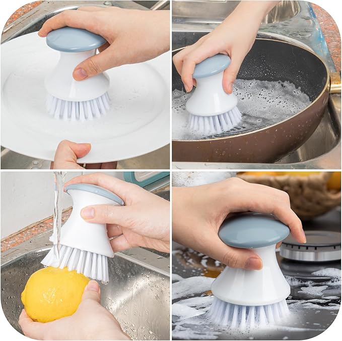 Dish Brush with Tray, Premium Kitchen Brushes for Dishes Pots Pans and Sink Cleaning, Professional Dish Scrub Brush for Kitchen Cleaning