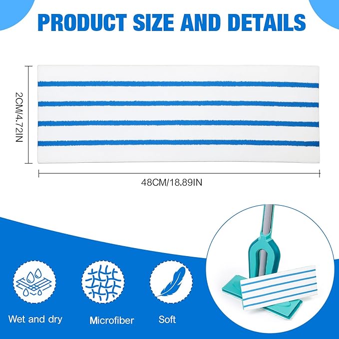 Nuogo 200 Pcs Microfiber Disposable Mop Pad for 16-18'' Hook & Loop System Mop Heavy Duty Replacement Cleaning Pads Refills for Multi-Surface Hardwood Floor Dry Wet Cleaning