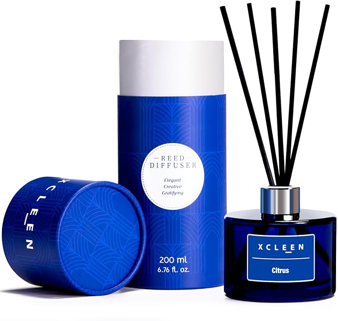 Reed Diffusers for Bathroom, 6.7 oz(200ml) Citrus Scented Oil Diffuser with Fiber Sticks, Air Freshener for Bedroom, Office, Home Fragrance Decor