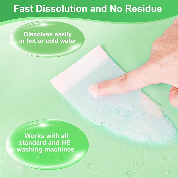 Laundry Detergent Sheets - 200 Loads, Fragrance Free, Eco-Friendly, Hypoallergenic, Portable, Save Space and Travel