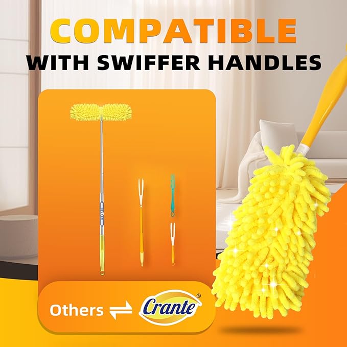 Duster Refills for Swiffer - Reusable Duster Refill Compatible with Duster Refill, 360° Dusters Refills 6 Pack + 1 Handle