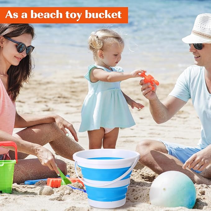 Pickmesh 4 Pcs Autumn Camping Collapsible Bucket, Small Cleaning Bucket with Handle 2.6 Gallon (10l) for Household Outdoor Car Washing Portable Camping Beach Sand Tub(Blue, Pink, Orange, Gray)