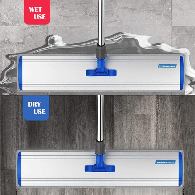 Microfiber Wet Mops 24 in Heavy Duty Flat Floor Mop Adjustable Handle with 4 Washable Mop Clothes