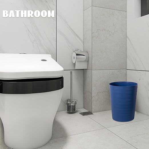 UUJOLY Small Bathroom Trash Can Wastebasket, Plastic Garbage Bin Container Basket for Bathrooms, Laundry Room, Kitchens, Offices, Kids Rooms, Dorms, Navy Blue, 1.8 Gallon