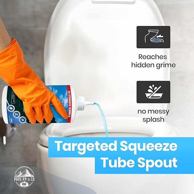 RV Toilet Bowl Cleaner with Easy Squirt Top – 5X Stronger Stain & Odor Eliminator – Sensor-Safe, Septic-Safe, Strong Formula, Rv Essentials, Made in USA (32 oz bottle)