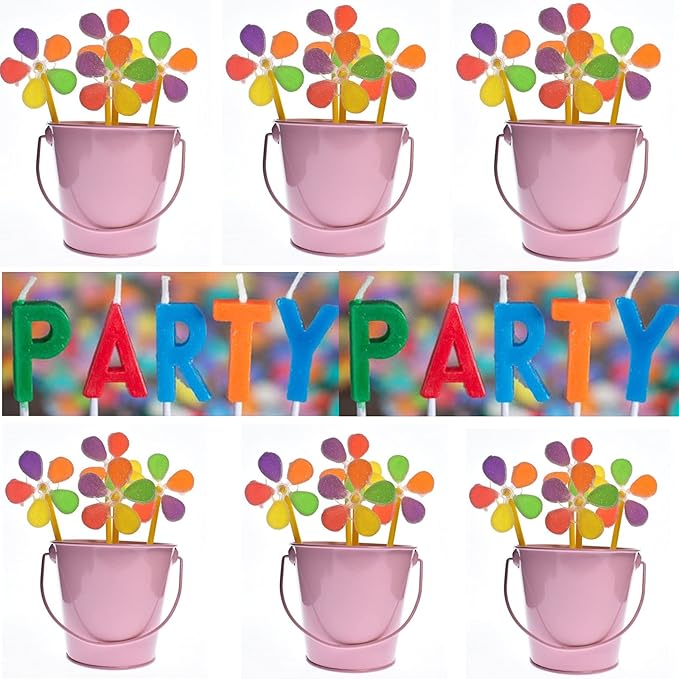 Small Metal Buckets with Handle, 6 Pack 4.3 Inch Colored Galvanized Bucket for Kids,Classroom,Crafts,and Party Favors (Pink, 4.3" Top)