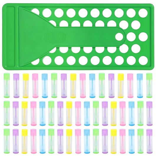 Lip Balm Crafting Kit, 50 Pieces Empty Lipsticks Filling Tubes Mold Handmade Set Pallet with Scraper, Lip Balm Tubes with Filling Tray and Spatula for Women Girl Cosmetics Makeup, Multicolor