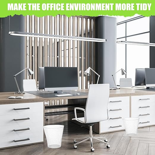 10 Pack Round Waste Basket,White Wire Mesh Desk Metal Trash Garbage Can Wastebasket Recycling Trash Bins Garbage Container for Bedroom Office School Kitchen Home Living Room Bathroom