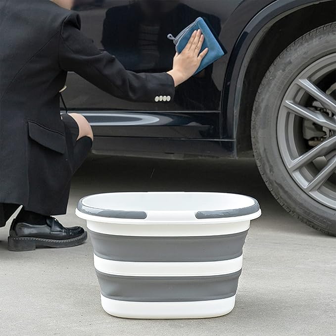 Upgraded 16L Collapsible Bucket (2-Pack) - Lightweight & Portable Water Buckets for House Cleaning, Camping, and Storage - Space-Saving & Multi-Use (Blue)