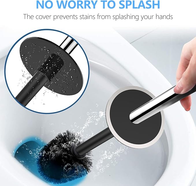 SetSail Toilet Brush, Compact Size Toilet Bowl Brush and Holder Toilet Brushes for Bathroom with Stainless Steel Handle Toilet Cleaner Brush with Durable Scrubbing Bristles, Splash-Proof