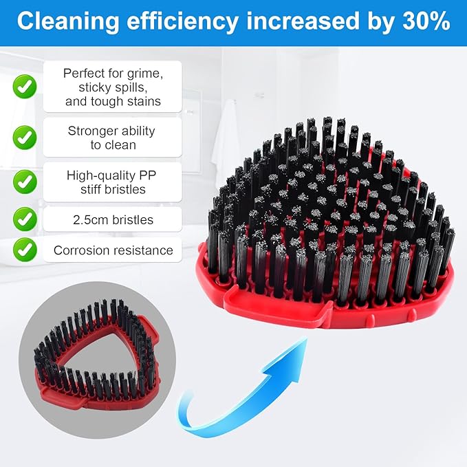 2 Pack Upgrade Scrub Brush Replace Heads Compatible with O Cedar EasyWring RinseClean 2 Tank Spin Mop, Scrubber Brush Mop Head for Ocedar Mop Scrub Brush of Hard Bristle to Floor Clean, Not for 1 Tank