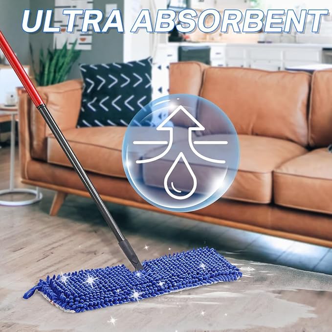 Microfiber Mop Pads,Dust Mop Replacement Head Compatible with O-Cedar Dual-Action,Microfiber&Chenille Mop Replace Head,Dust Mop Refill (Pack of 6) (6)