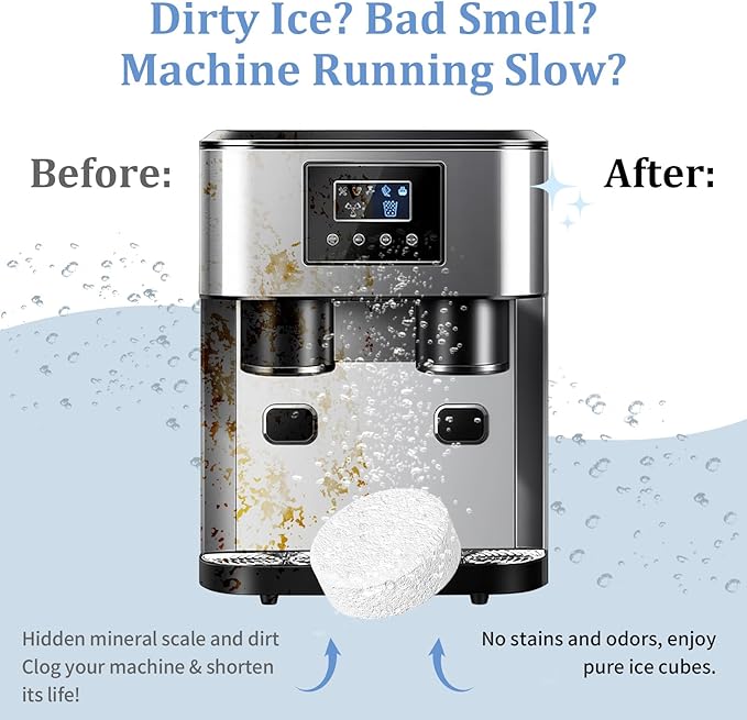 Ice Machine Cleaner 24 Pack Ice Maker Cleaner Tablets, Efficient Cleaning Tablets, Compatible With Various Brands of Ice Machines, Remove Hard Water Buildup