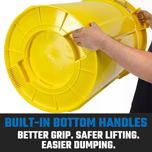 Magnum 55 Gallon Trash Can, High-Vis Yellow, Construction Grade, Heavy Duty Plastic, Jobsite Ready for Handling and Holding Garbage CMTC-C000-55Y05 (5 Pack)