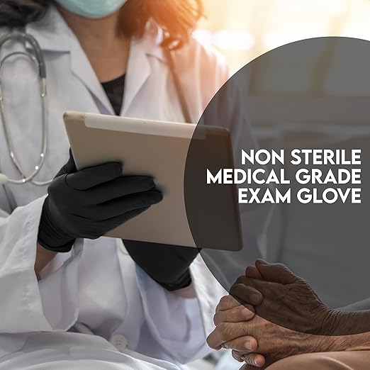 Heavy Duty 6 Mil Black Nitrile Gloves - Disposable, Latex & Powder Free | Mechanic, Food Prep & Tattoo | Rubber Gloves for Cooking, Cleaning & Household |Bulk Case of (1000)