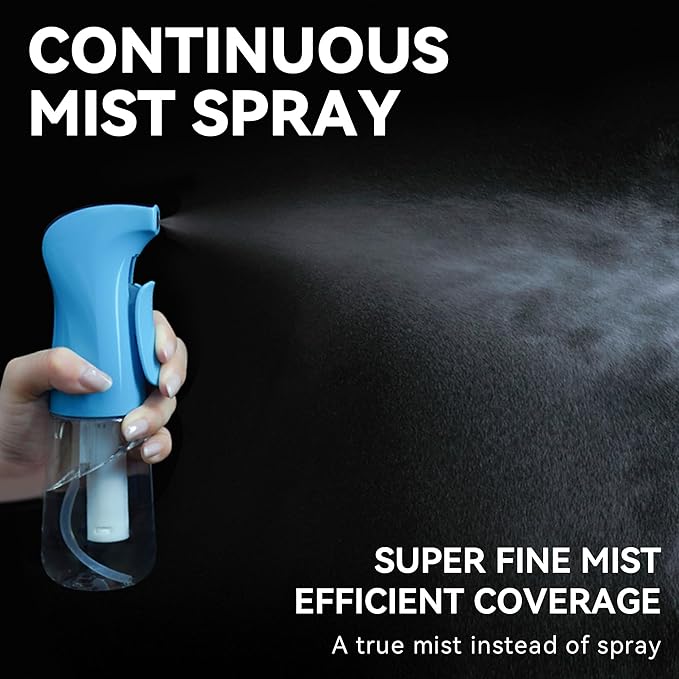 Spray Bottle for Hair (6.8OZ /200ML) Continuous Ultra Fine Mist Sprayer for Hair Blue