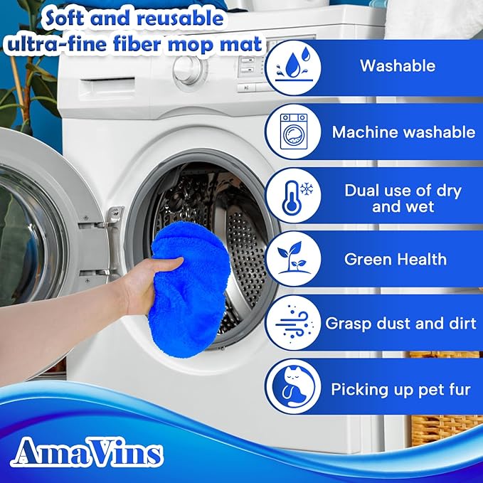 5 Pack Reusable Microfiber Mop Pads Compatible with Swiffer Sweeper Mop, Wet and Dry Flat mop Cover, Washable Mop Pads for Surface/Hardwood Floor Cleaning (Mop is Not Included)