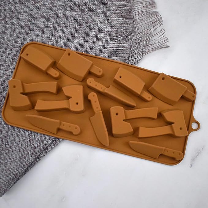 mostsom Chocolate Molds Halloween Chocolate Mold Knife Silicone Candy Molds for DIY Candy Ice Cube Sugar Halloween Party Cupcake Topper Decorating (C_ 8.92x4.04x0.56 inch)