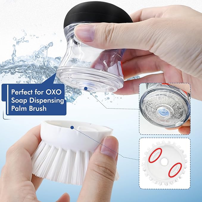 Palm Brush Refills for OXO Soap Dispensing Dish Brush - 4 Pack Cleaning Replacement Brush Head for OXO Palm Brush(White)