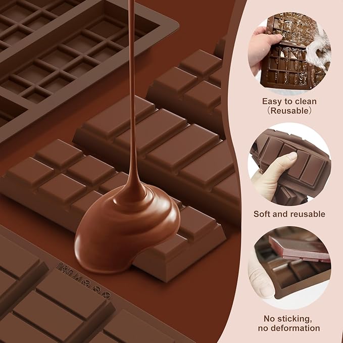 2pack Chocolate Bar Mold, Non-Stick Dubai Chocolate Molds, Deep Silicone Chocolate Mold for Dubai Chocolate Bar Pistachio, Candy, Snacks, Holiday Gifts
