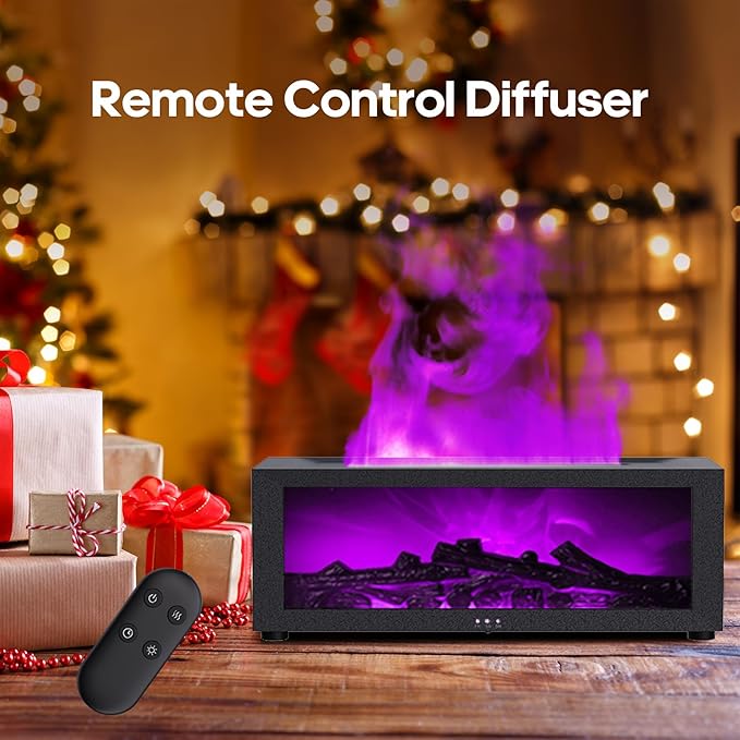 Essential Oil Diffuser Flame Colorful Water Vapor Fireplace Diffusers Fire Humidifier for Aromatherapy Aroma Therapy Machine Room Bedroom,Timer and Auto Off Protection