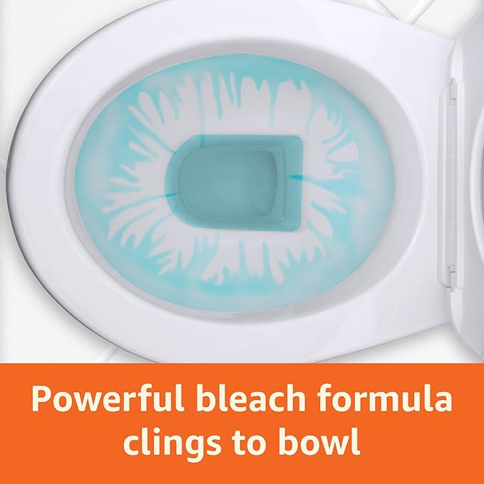 Amazon Basics Toilet Bowl Cleaner with Cling Action Formula, Bleach, Fresh Scent, 24 Fl Oz, Pack of 2