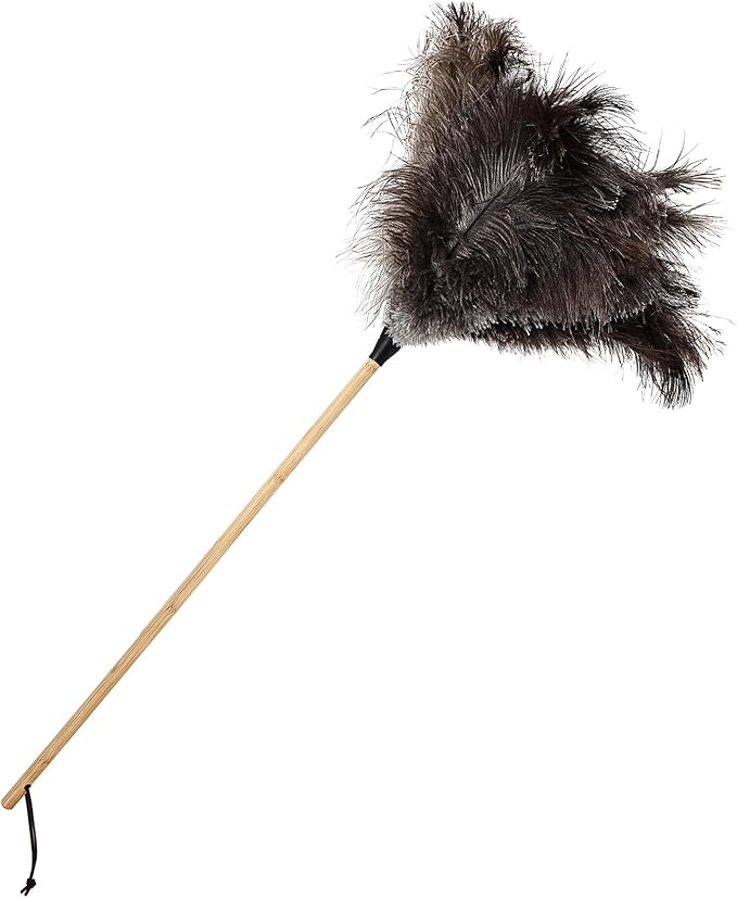 THARAHT 1PCS Ostrich Feather Duster Fluffy Natural with Wood Handle Reusable Washable for Cleaning Keyboard,Home,Car,Office Ostrich Feather Duster,29Inch