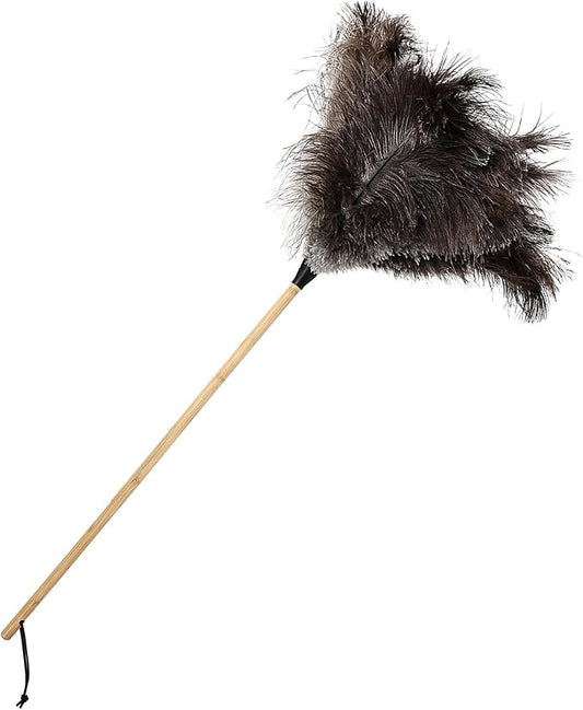 THARAHT 1PCS Ostrich Feather Duster Fluffy Natural with Wood Handle Reusable Washable for Cleaning Keyboard,Home,Car,Office Ostrich Feather Duster,29Inch