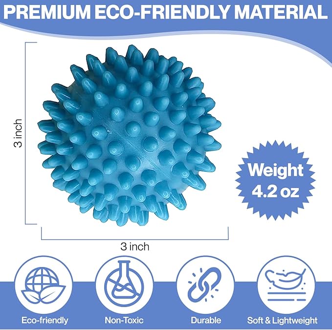 Dryer Balls Laundry Anti Static - 6 Pack Reusable Plastic Clothes Drying and Fluffing Fabric Softener Balls 3 inches Assorted Colors