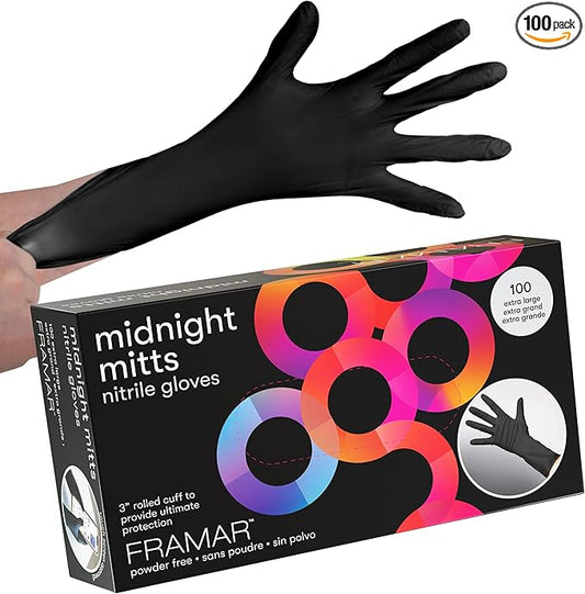 FRAMAR Black Nitrile Gloves Disposable Latex Free – Extra Large Nitrile Gloves xl, For Hair Dye, Cleaning, Tattoo, Mechanics – Extra Durable & Resistant, 12 Inches Long – 100 Pack
