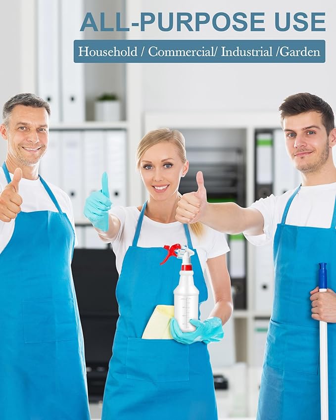 Eccliy 20 Pack 16oz Empty Spray Bottles, Leakproof Cleaning Bottles with Measurement and Adjustable Nozzle for Housekeeping, Commercial Use(Cylinder,Red White Spray Head)