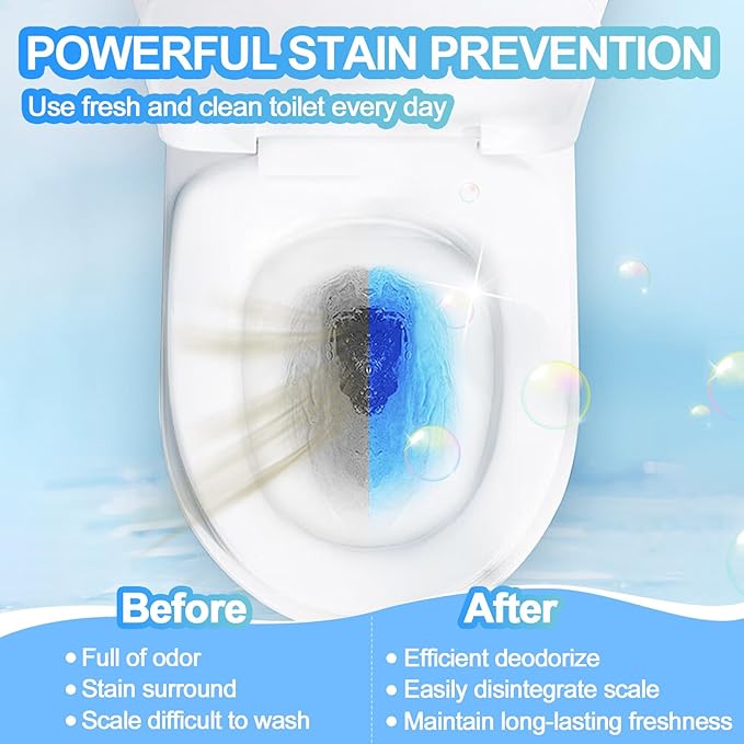 KIISIISO Toilet Bowl Cleaners-6 Pack, Automatic Toilet Tank Cleaner Tablets in Bottles, Long-Lasting Powerful Cleaning, Prevents Bathroom Stain & Odors Build Up, Septic Safe, Blue Water