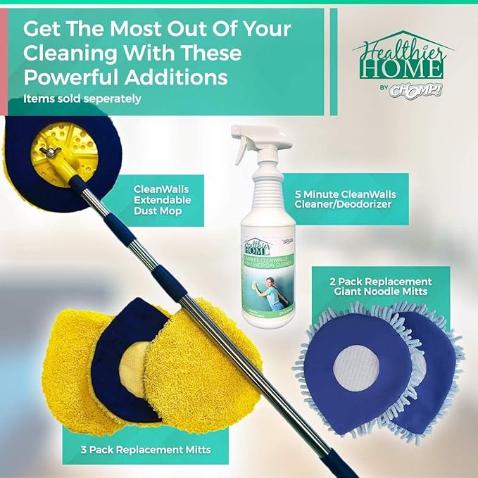 CHOMP! Painted Wall Cleaner Spray, Multipurpose for Walls, Ceilings, and Baseboards, Removes Dirt, Dust, Odor, Stains, Healthier Home 5-Minute CleanWalls 4-in-1, 32 Ounces (Fragrance Free)