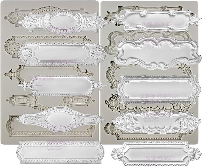 Baroque Style Silicone Molds 2-count Plaque and Object Labels