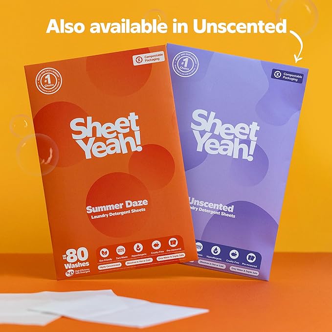 Laundry Detergent Sheets Eco-Friendly, Hypoallergenic, Gentle on Skin, Highly Concentrated, Wash (Summer Daze, 20 Sheets (40 Standard Loads))