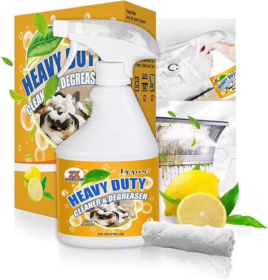 16.9 FL OZ Heavy Duty Kitchen Foam Cleaner - Multipurpose Degreaser Spray to Clean Up Kitchen Oil Stains, Grease & Burnt Residue on Pots, Pans, Ovens, Surfaces - Dual-Spray Nozzle, No-Rinse Formula