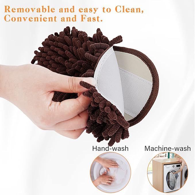 Liitrton 1 Pair Detachable Mop Slippers Shoes Microfiber Chenille Soft Comfortable Dust Dirt Hair Cleaner (Coffee)