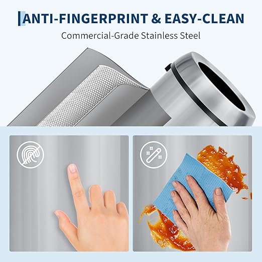 Garvee 17 Gallon/65 Liter Trash Can, Fingerprint-Proof Stainless Steel Open Top Garbage Can, Heavy Duty Commercial Round Trash Bin for Restaurant, Home, Office, Silver