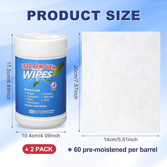 Nuanchu 2 Pack Lead Remover Wipes for Shooting 60 Count Per Canister Hand & Surface Cleaning Wipes Effectively Removes Lead, Dust, Oil & Grime Disposable Wipe for Mechanics Construction Diy (Modern)
