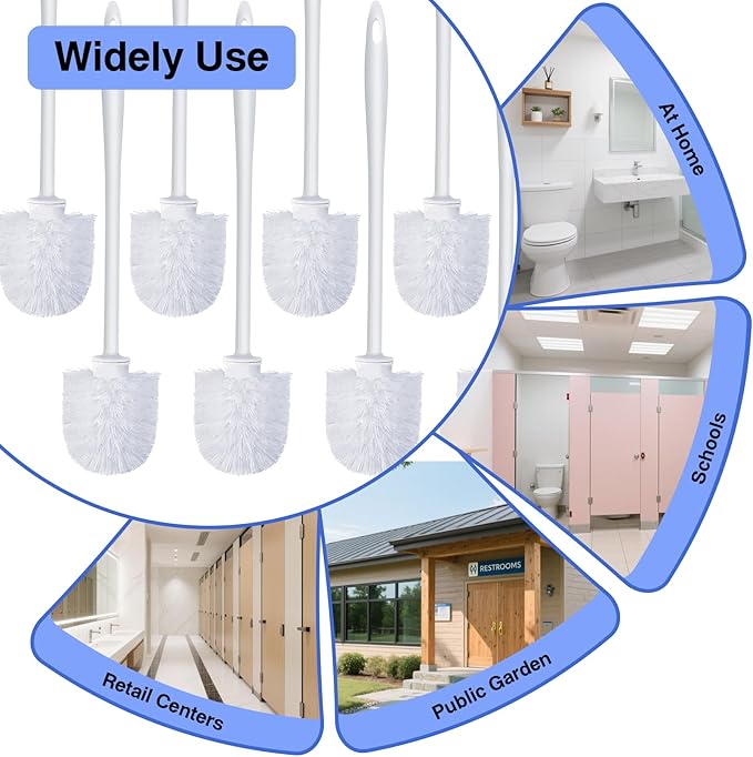 15 Pcs Toilet Brushes, 14.2 Inch Toilet Bowl Brush, Long Plastic Handled Cleaning Scrubber, Heavy Duty Toilets Scrubber Brush for Home Commercial Restrooms Bathroom Cleaning(White)