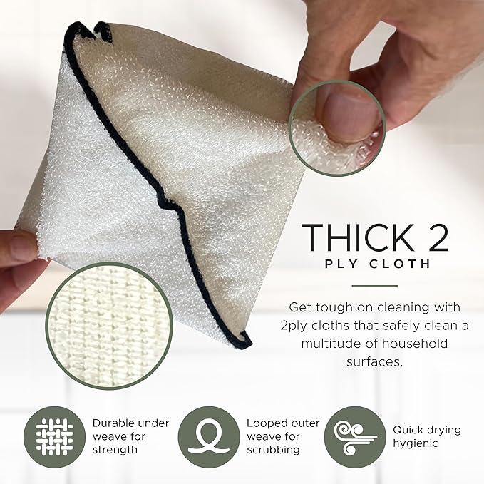 Whiffkitch Dishcloths & Cleaning Cloths - Drying, Durable, Absorbent Washcloths, Non-Scratch, Hygienic, Multi-Surface Cleaning, 6x7 Inches Solid Color, 6 Pack