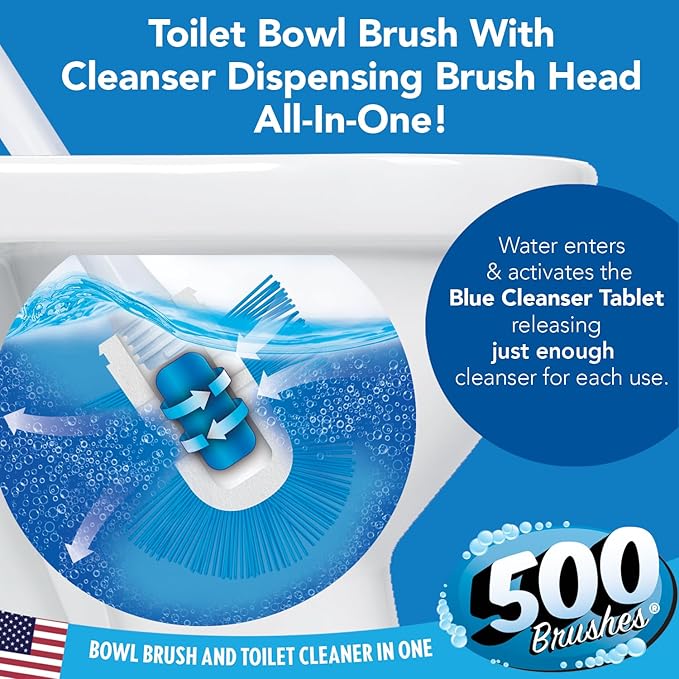 500 Brushes Blue Toilet Bowl Cleanser Tablet Refills, 9 Pack, Replacement Toilet Bowl Cleaner Tablets, Each Tablet Lasts Up to 4 Months