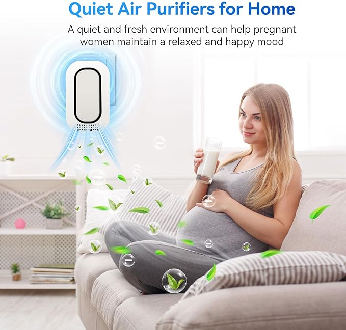 Plug In Ionizer Air Purifier With 4 Negative Ion Output Heads,Small Air Freshener With Backlight,Quiet and Energy-Saving, Ideal Air Cleaners for Home,Bedroom,Office,Living Room and Pet Room(4)