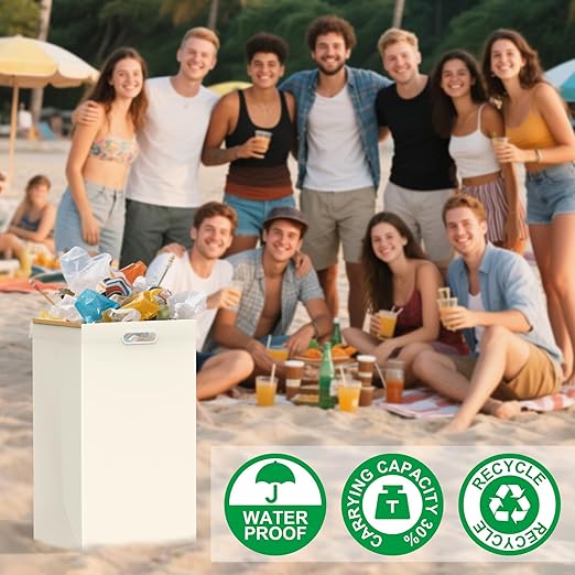 30 Gallon Disposable Trash Cans with Built-in Handles, 4 Pack Extra Large Portable Trash Can, Waterproof Layer Reusable Garbage Can, Recycling Bins, Extra-Thick Recycled Cardboard, Perfect for Parties