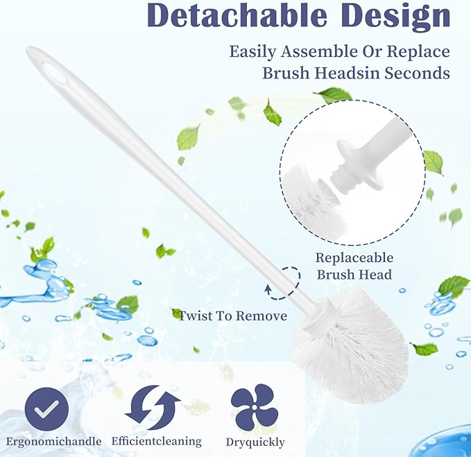 15 Pcs Toilet Brush 14 Inch Long Toilet Bowl Brush Handled Cleaning Scrubber with Hook Hole Commercial Heavy Duty Toliet Brushes for Bathroom Cleaning Supplies, White