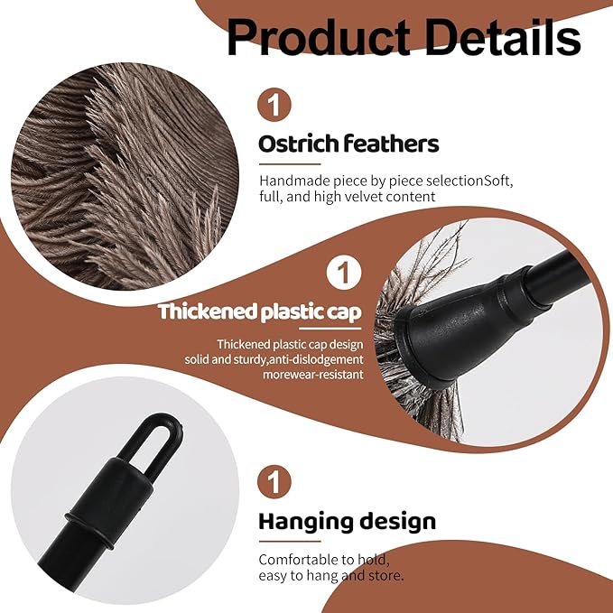 Ostrich Feather Duster-14.9 Inch Mini Natural Feathers Dusters with Plastic Handle Reusable Handheld for Cleaning Supplies Home Car Office(4pcs)