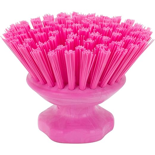 SPARTA 42395EC26 Plastic Scrubber Brush, Round Brush, Dish Scrub Brush With Color Coded For Cleaning, Kitchen, Bathroom, Bathtub, Dishes, Sink, 5 X 5 X 4 Inches, Pink, (Pack of 6)
