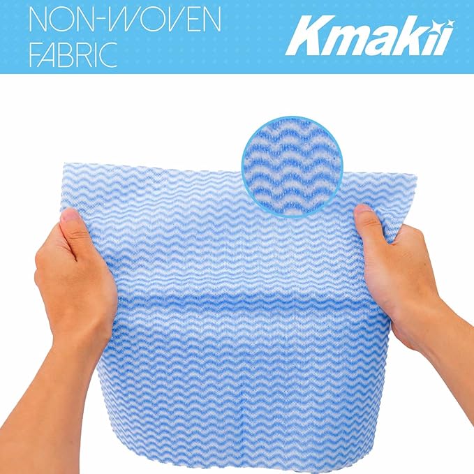 KMAKII Handi Wipe Reusable Cloths - Multi-Purpose Cleaning Cloths and Towels, Absorbent, Quick-Dry, Durable Wipes for Kitchen and Home, Blue, 11.8 x 21 inches, Pack of 40