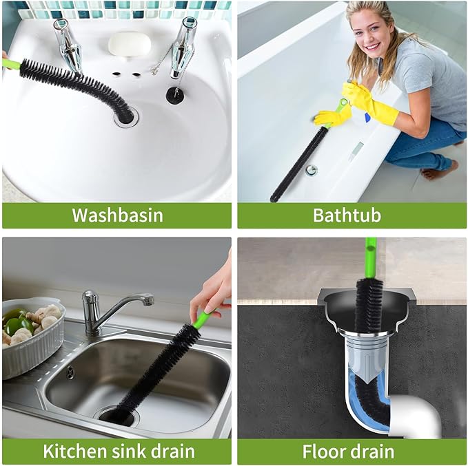 17” Pipe Cleaner, Cleaning Brush, Shower Cleaner Brush, Sink Drain Cleaner, Shower Drain Cleaner, Shower Brush For Cleaning, Dryer Vent Brush, Long Bottle Brush, Hair Drain Clog Remover, Bathtub Brush