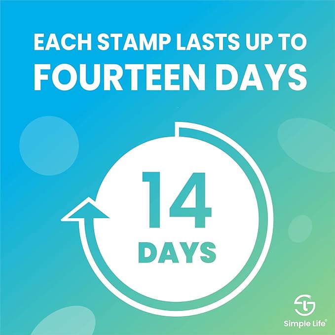 Simple Life Toilet Bowl Cleaner Gel | Fresh Flower Toilet Gel Stamp | Stops Limescale and Stains with Air Freshening Scent | Deodorizing Clean | 32 Stamps, Blue & Green